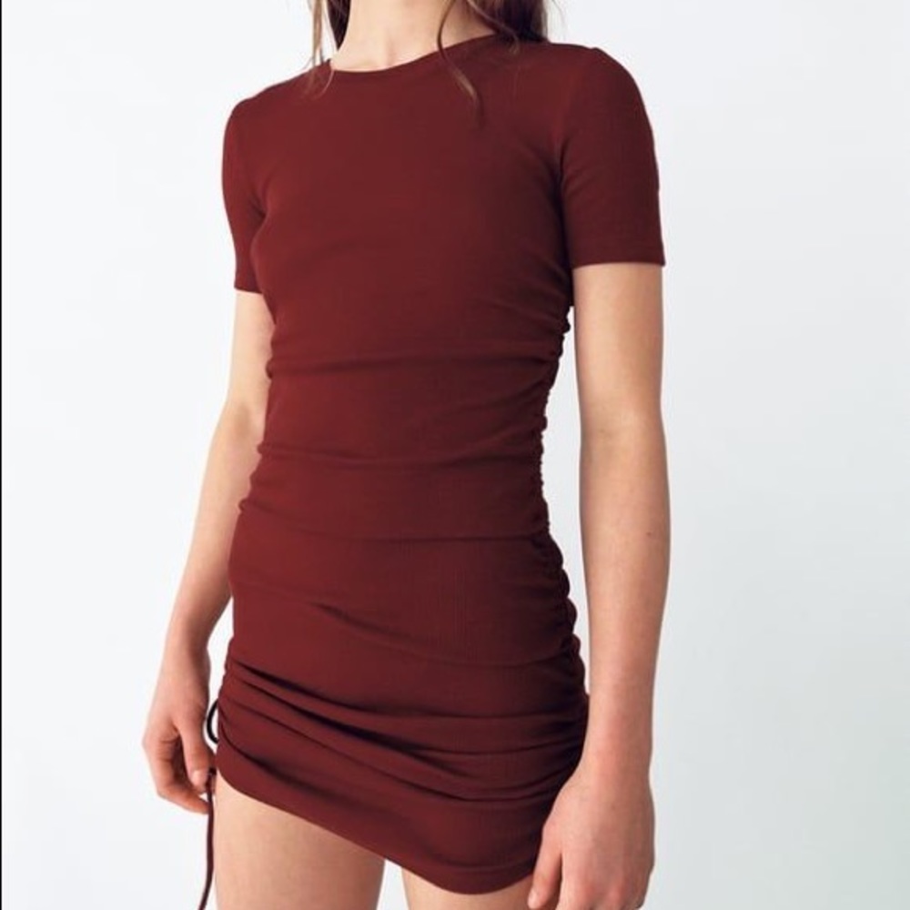 Zara Ruched Ribbed Dress